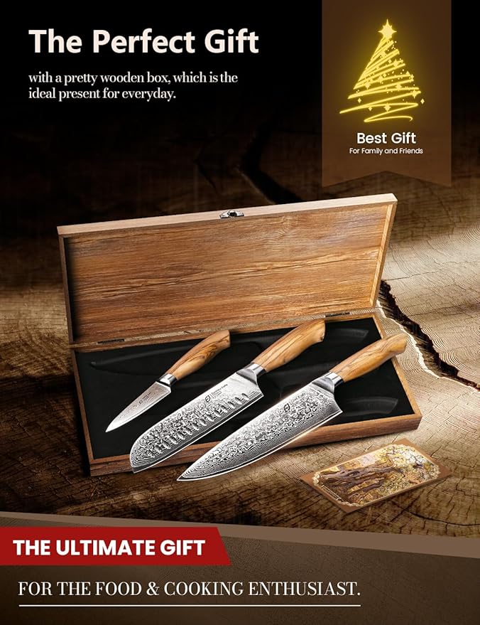 Kitchen Knife Set, 3 PCS Japanese Chef Knife Set