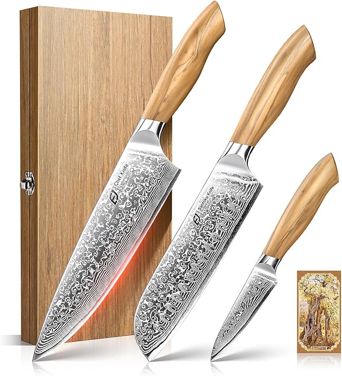 Kitchen Knife Set, 3 PCS Japanese Chef Knife Set
