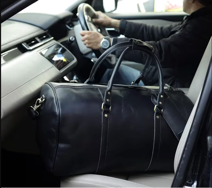 Leather Travel Bag Weekender Overnight Bag Leather Large Carry On Bag Travel Tote Duffel Bag for Men & Women