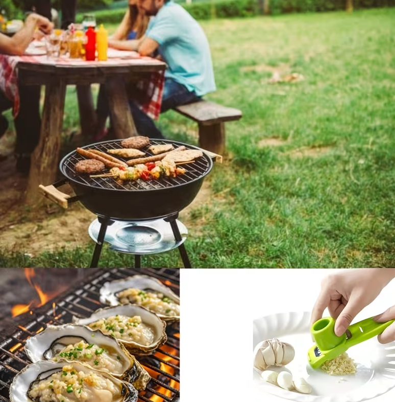Green 1pc Mini Garlic Grinder Creative Garlic Press Kitchen Garlic Mash Manual Garlic Mashing Kitchen Gadgets Outdoor BBQ Small Tool
